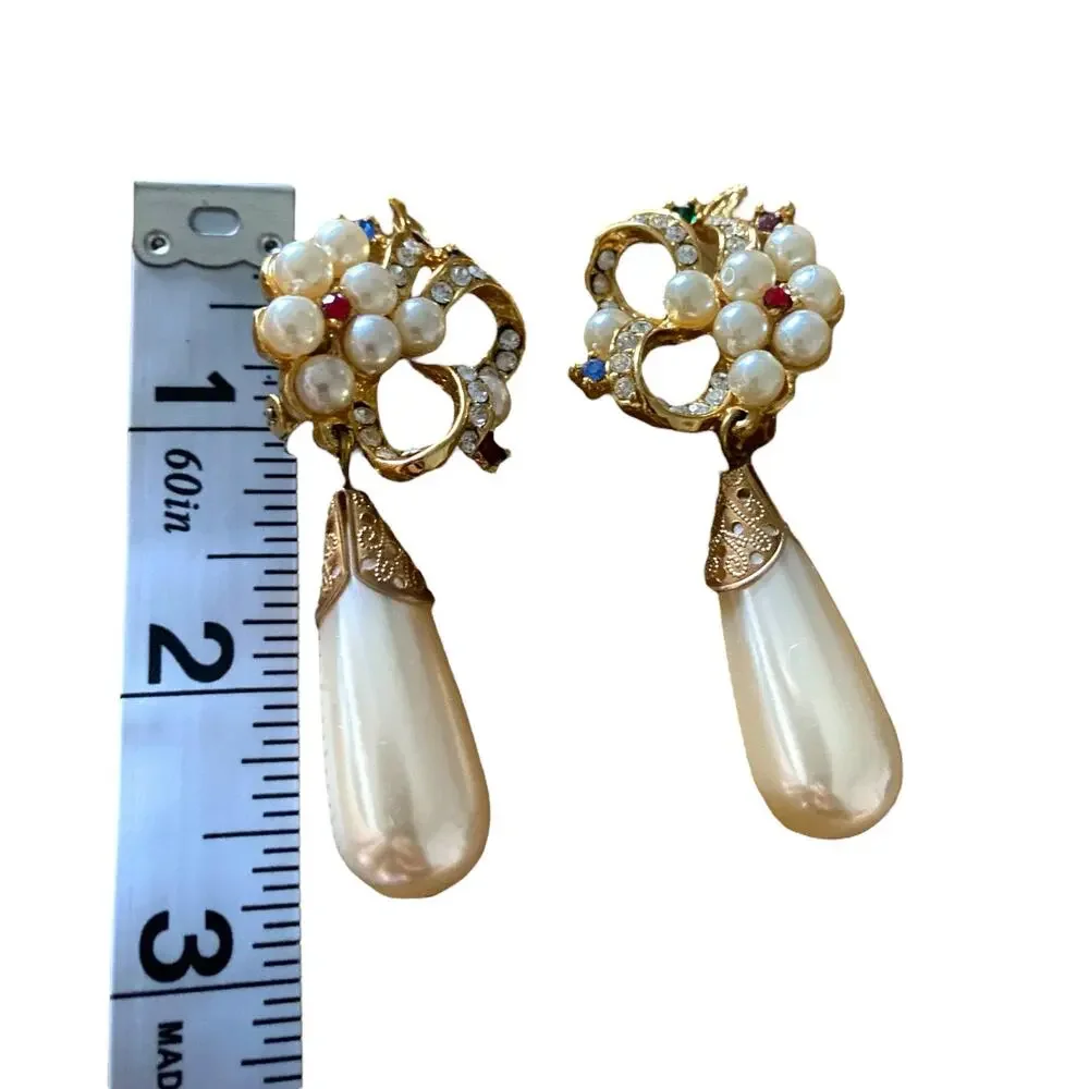 Gorgeous Vintage French designer Clip-on Drop Earrings - 3